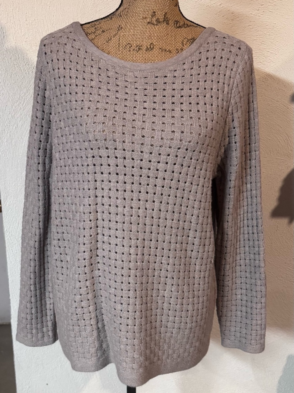 J. Jill Open-Knit Sweater in Beige